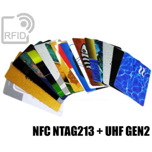 CD02D22 Tessere stampate doppio triplo chip NFC ntag213 + UHF Gen2 thumbnail