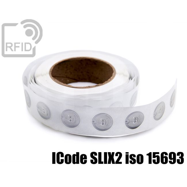 EH23C85 Etichette 38 mm diam RFID trasparente NFC ICode SLIX2 iso 15693 swatch