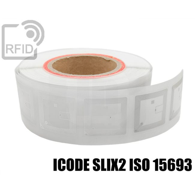 ES33C85 Etichette 50 x 50 mm RFID trasp. biblioteca NFC ICode SLIX2 iso 15693 swatch