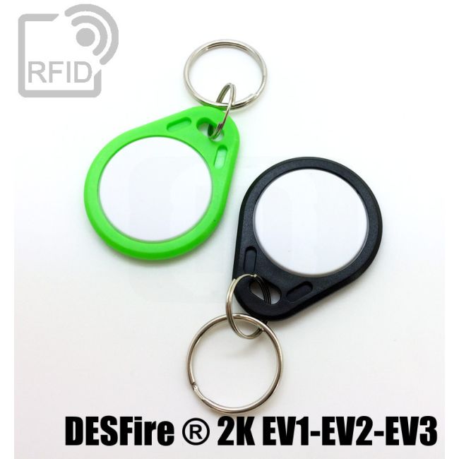 KY02C44 Portachiavi RFID piatto bicolore NFC Desfire ® 2K EV1-EV2-EV3 thumbnail