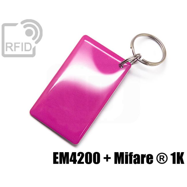 KY09D07 Portachiavi tag RFID large doppio chip EM4200 + Mifare ® 1K swatch